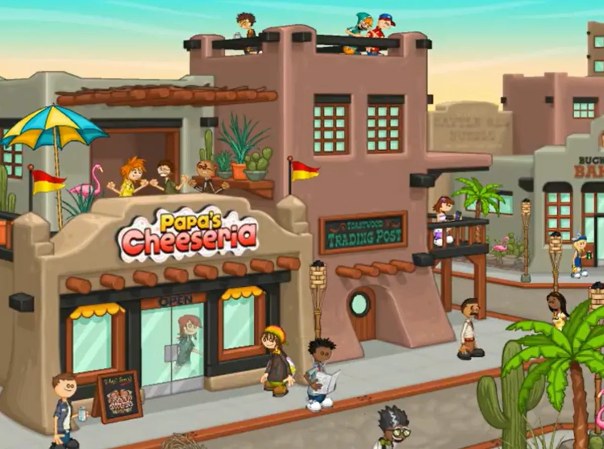 Papa's Cheeseria sandwich and fries game - grill cheesy melts and serve sides