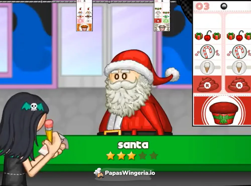 Papa's Cupcakeria dessert game - bake cupcakes and add colorful frosting