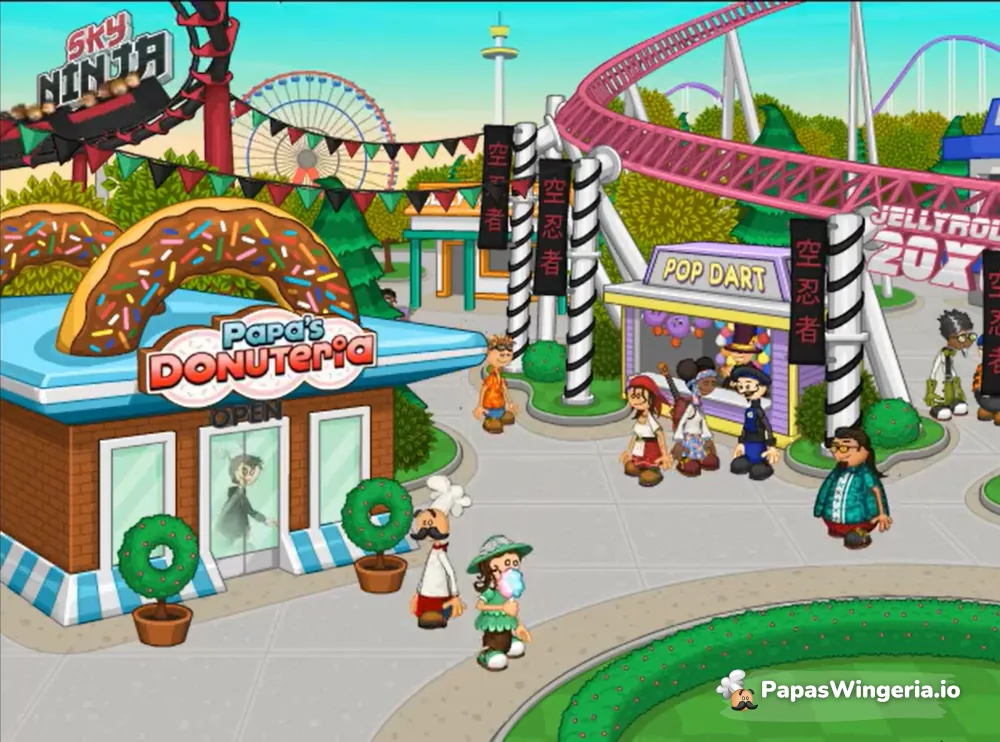 Papa's Donuteria donut shop game - fry, glaze and decorate donuts