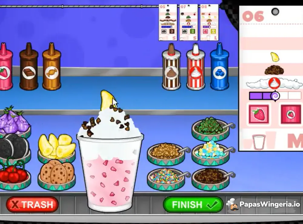 Papa's Freezeria ice cream game - blend sundaes and serve customers