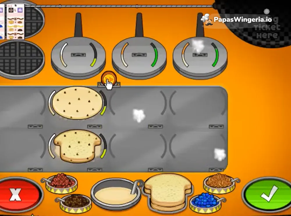 Papa's Pancakeria breakfast cooking game - flip pancakes and add toppings
