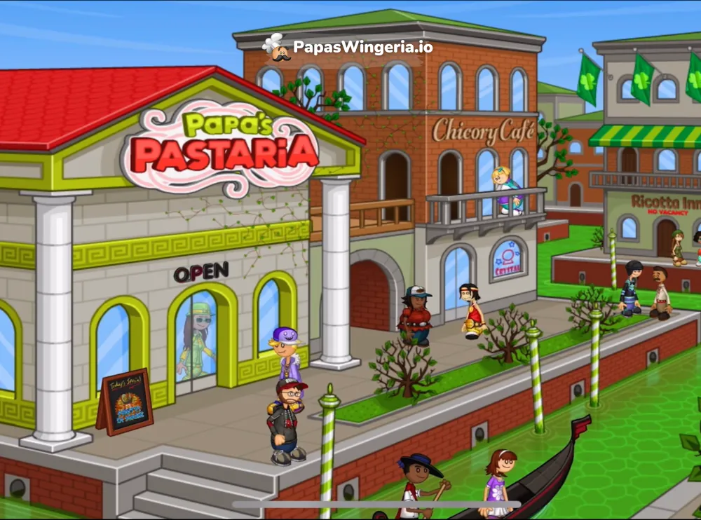 Papa's Pastaria pasta cooking game - boil noodles, make sauce and serve tables