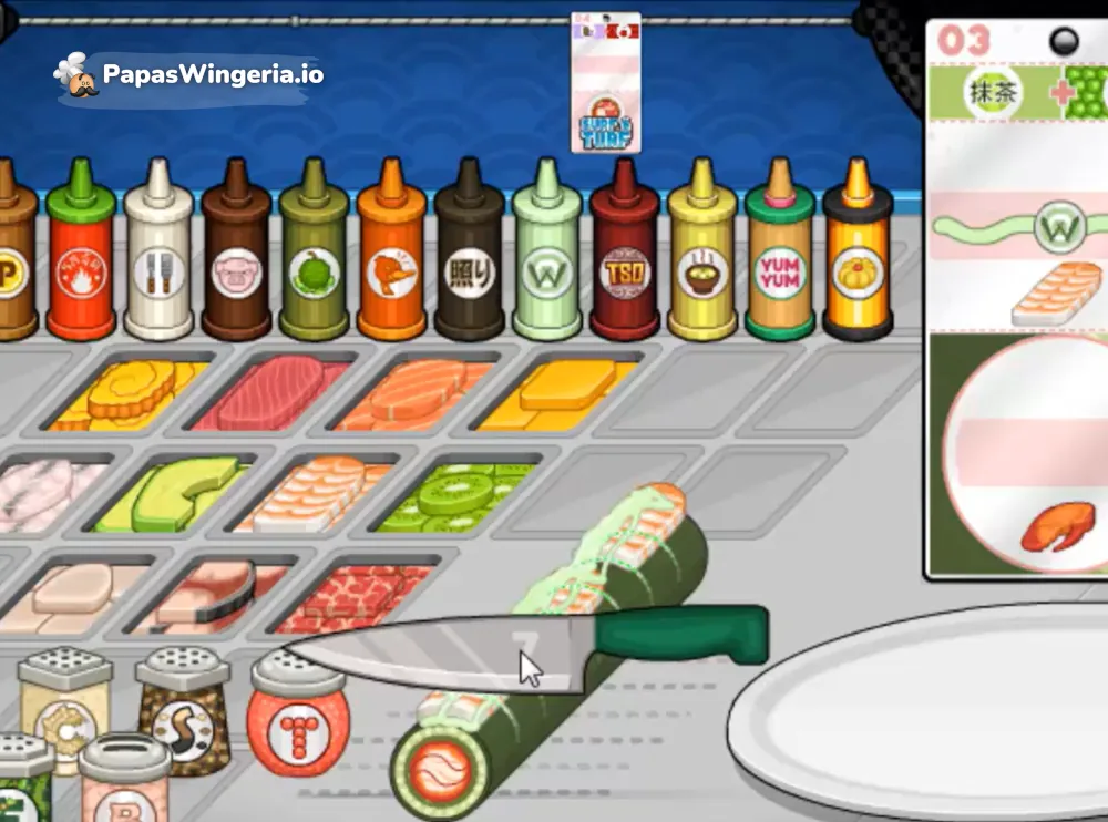 Papa's Sushiria sushi restaurant game - roll sushi and brew bubble tea