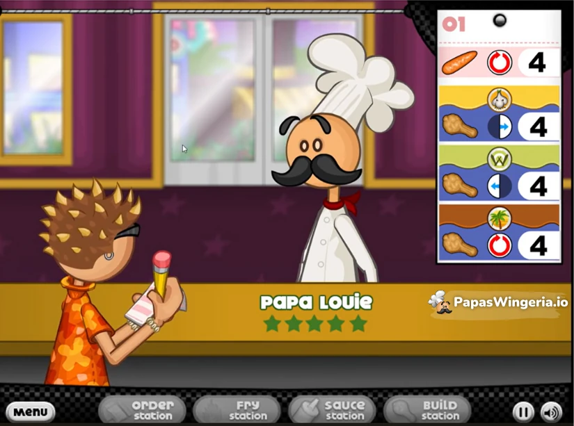 Papa Louie visits Papa's Wingeria as a customer