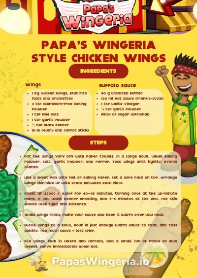 Papa's Wingeria Chicken Wings Recipe