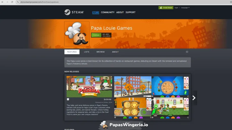 Steam Papa's Games